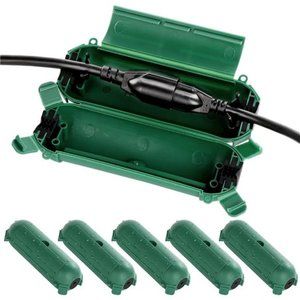 [6 Pack] Outdoor Extension Cord Safety Cover with Waterproof Seal, Green